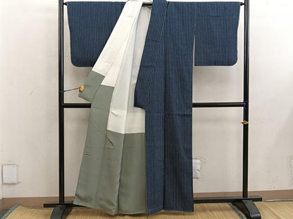 平和屋着物■上質な紬　間道　正絹　逸品　未使用　BAAX5984mz