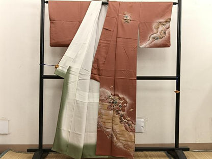 平和屋着物■訪問着　飛鶴花文　金銀彩　正絹　逸品　BAAX5985mz