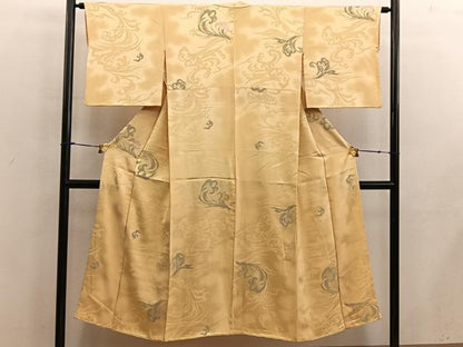 平和屋着物■上質な小紋　草葉文　正絹　逸品　BAAX5988mz