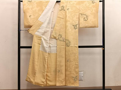 平和屋着物■上質な小紋　草葉文　正絹　逸品　BAAX5988mz