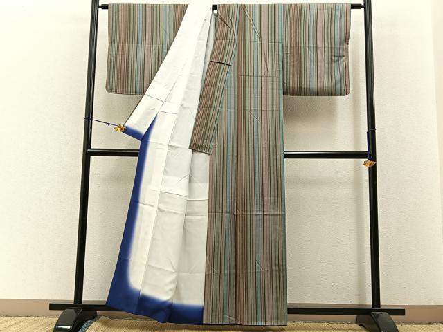 平和屋着物■上質な小紋　縞　正絹　逸品　BAAX6001hj