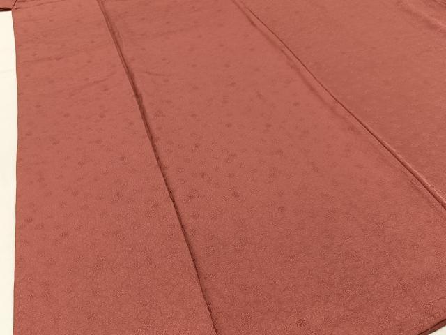 平和屋着物■上質な色無地　桐地紋　銀朱色　正絹　逸品　BAAX6003hj