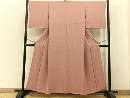 平和屋着物■上質な色無地　ときがら茶色　正絹　逸品　BAAX6006hj