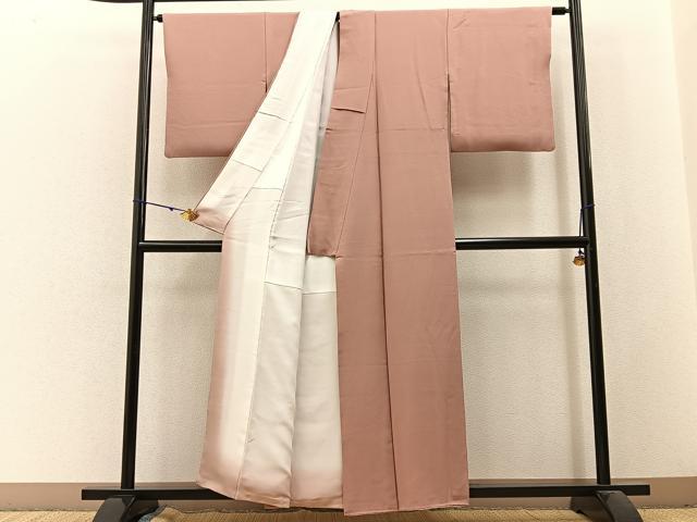 平和屋着物■上質な色無地　ときがら茶色　正絹　逸品　BAAX6006hj