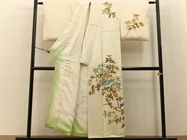 平和屋着物■訪問着　友禅　作家物　花鳥文　正絹　逸品　BAAX6007hj