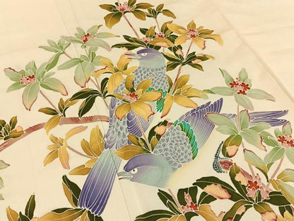 平和屋着物■訪問着　友禅　作家物　花鳥文　正絹　逸品　BAAX6007hj