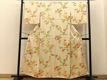 平和屋着物■上質な小紋　枝梅文　正絹　逸品　BAAX6009hj