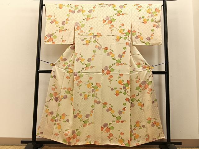 平和屋着物■上質な小紋　枝梅文　正絹　逸品　BAAX6009hj