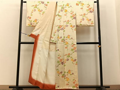 平和屋着物■上質な小紋　枝梅文　正絹　逸品　BAAX6009hj