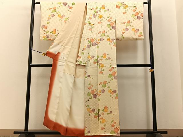 平和屋着物■上質な小紋　枝梅文　正絹　逸品　BAAX6009hj