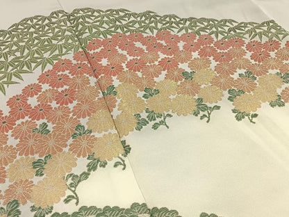 平和屋着物■豪華色留袖　寿光織　菊華三友図　暈し染め　金糸　正絹　逸品　BAAX6010hj