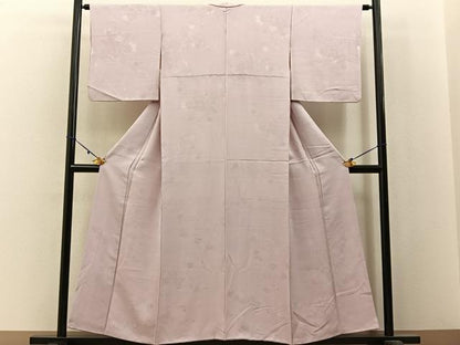 平和屋着物■上質な色無地　草花地紋　淡紅藤色　正絹　逸品　BAAX6012hj