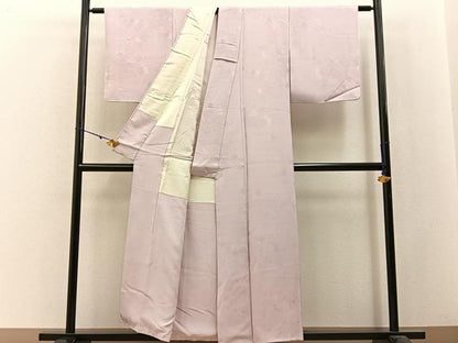 平和屋着物■上質な色無地　草花地紋　淡紅藤色　正絹　逸品　BAAX6012hj