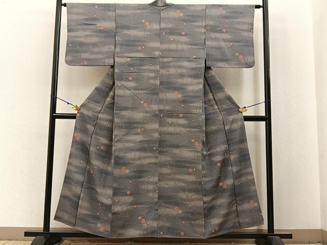 平和屋着物■上質な小紋　枝垂れ桜　暈し染め　正絹　逸品　BAAX6014hj