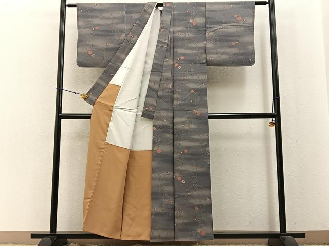 平和屋着物■上質な小紋　枝垂れ桜　暈し染め　正絹　逸品　BAAX6014hj