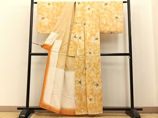 平和屋着物■上質な小紋　花　暈し染め　正絹　逸品　BAAX6015hj