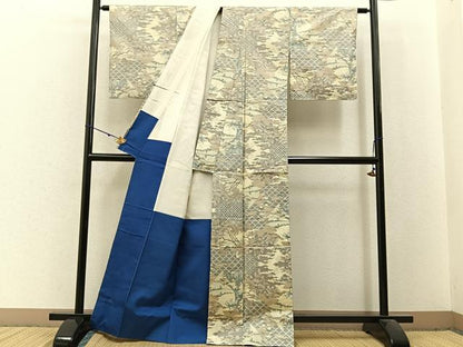 平和屋着物■本場大島紬　立波風景文　正絹　逸品　BAAX6017hj