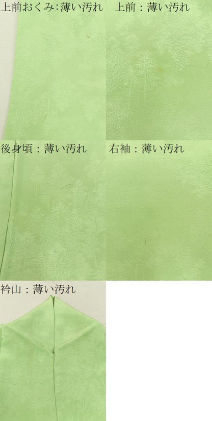 平和屋着物■上質な色無地　樹林地紋　若葉色　正絹　逸品　BAAX6020hj
