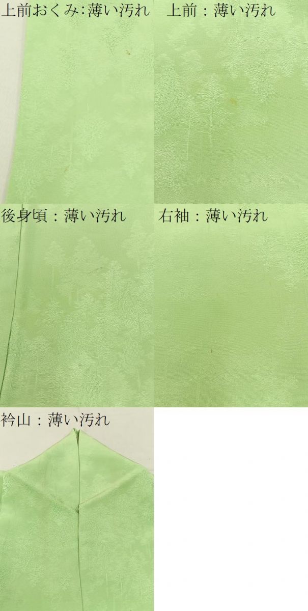 平和屋着物■上質な色無地　樹林地紋　若葉色　正絹　逸品　BAAX6020hj