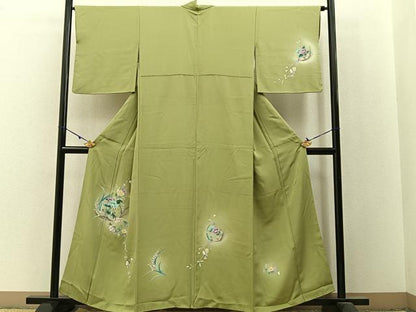 平和屋着物■訪問着　友禅　草花文　暈し染め　正絹　逸品　BAAX6023hj