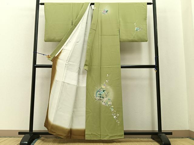 平和屋着物■訪問着　友禅　草花文　暈し染め　正絹　逸品　BAAX6023hj