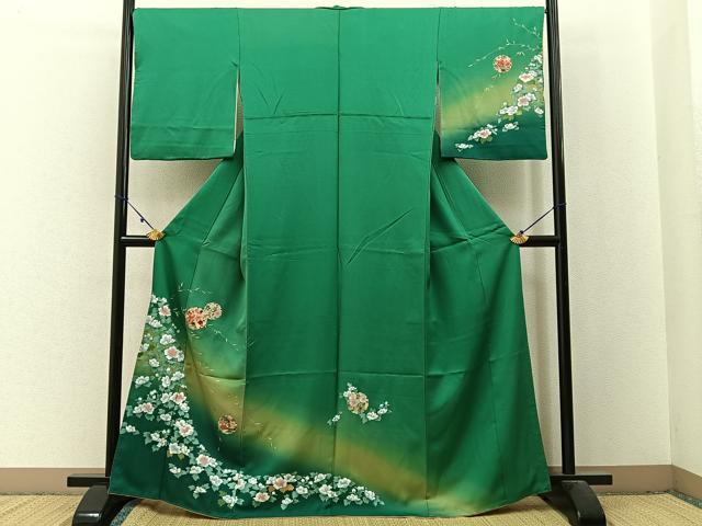平和屋着物■訪問着　刺繍　雪輪花文　暈し染め　金彩　正絹　逸品　BAAX6026hj