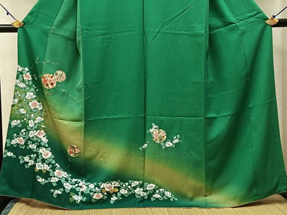 平和屋着物■訪問着　刺繍　雪輪花文　暈し染め　金彩　正絹　逸品　BAAX6026hj