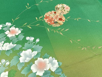 平和屋着物■訪問着　刺繍　雪輪花文　暈し染め　金彩　正絹　逸品　BAAX6026hj
