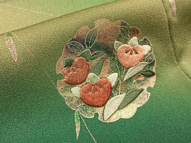 平和屋着物■訪問着　刺繍　雪輪花文　暈し染め　金彩　正絹　逸品　BAAX6026hj