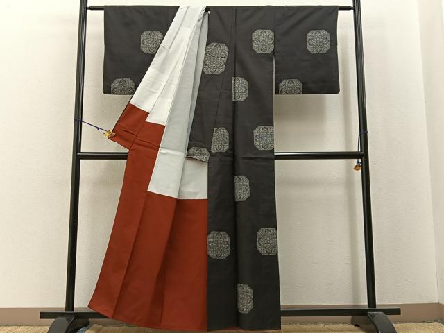 平和屋着物■本場大島紬　7マルキ　地空き　亀甲花文　正絹　逸品　BAAX6027hj