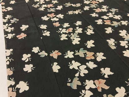 平和屋着物■上質な小紋　草葉文　黒地　正絹　逸品　BAAX6031hj