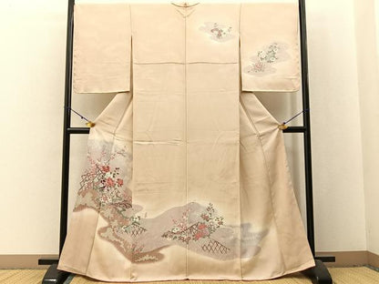 平和屋着物■訪問着　流水鹿の子花文　暈し染め　正絹　逸品　未使用　BAAX6033hj