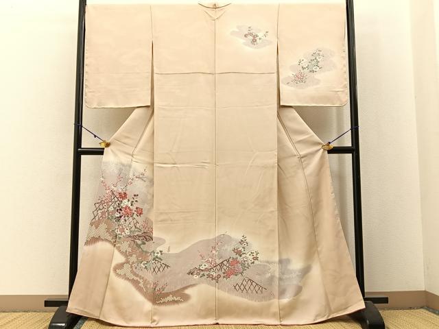 平和屋着物■訪問着　流水鹿の子花文　暈し染め　正絹　逸品　未使用　BAAX6033hj