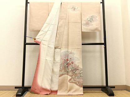 平和屋着物■訪問着　流水鹿の子花文　暈し染め　正絹　逸品　未使用　BAAX6033hj