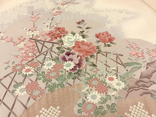 平和屋着物■訪問着　流水鹿の子花文　暈し染め　正絹　逸品　未使用　BAAX6033hj