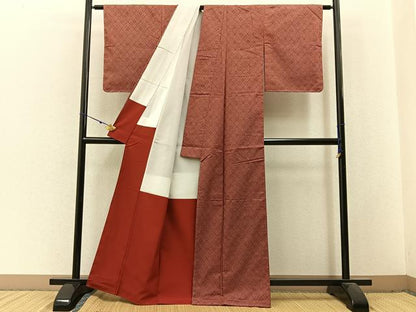 平和屋着物■上質な紬　菱花文　正絹　逸品　未使用　BAAX6035hj