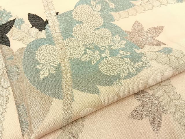 平和屋着物■上質な小紋　寿光織　菊桐文　銀糸　正絹　逸品　BAAX6037hj