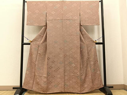 平和屋着物■上質な小紋　絞り　地紋起こし　花菱文　三越扱い　正絹　逸品　BAAX6038hj