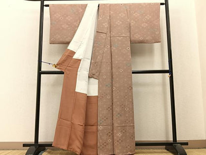平和屋着物■上質な小紋　絞り　地紋起こし　花菱文　三越扱い　正絹　逸品　BAAX6038hj