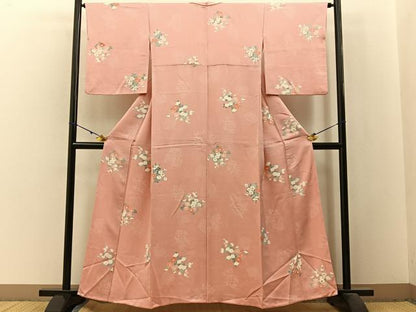 平和屋着物■上質な小紋　色紙重ね花文　正絹　逸品　BAAX6039hj