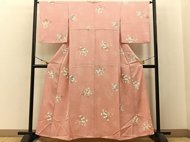 平和屋着物■上質な小紋　色紙重ね花文　正絹　逸品　BAAX6039hj