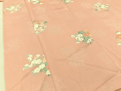平和屋着物■上質な小紋　色紙重ね花文　正絹　逸品　BAAX6039hj
