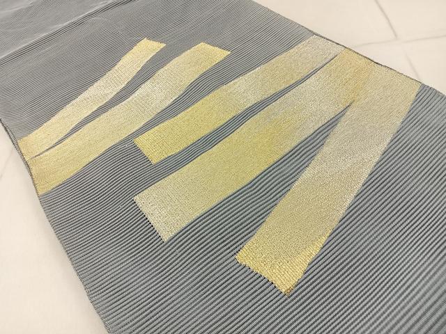 平和屋着物＊夏物 太鼓柄袋帯 絽綴れ 横段文 金銀糸 正絹 逸品 BAAX6042hj