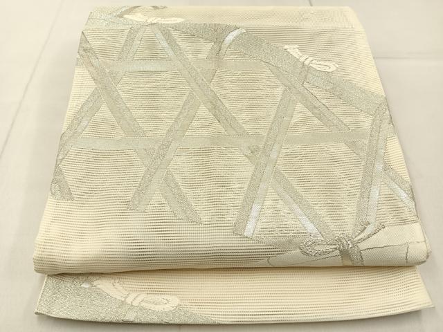 平和屋着物＊夏物 六通柄袋帯 竹垣文 銀糸 正絹 逸品 BAAX6045hj