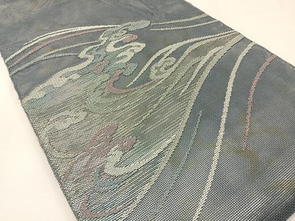 平和屋着物＊夏物 太鼓柄袋帯 立波文 銀糸 正絹 逸品 BAAX6048hj