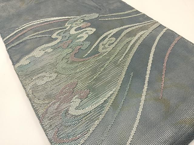 平和屋着物＊夏物 太鼓柄袋帯 立波文 銀糸 正絹 逸品 BAAX6048hj