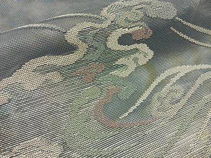 平和屋着物＊夏物 太鼓柄袋帯 立波文 銀糸 正絹 逸品 BAAX6048hj