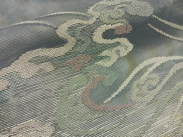 平和屋着物＊夏物 太鼓柄袋帯 立波文 銀糸 正絹 逸品 BAAX6048hj