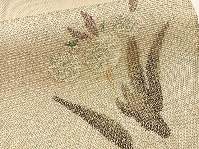 平和屋着物＊夏物 太鼓柄袋帯 杜若 金銀糸 正絹 逸品 BAAX6050hj