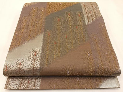 平和屋着物◎六通柄袋帯 若松葉 金銀糸 正絹 逸品 BAAX6055hj